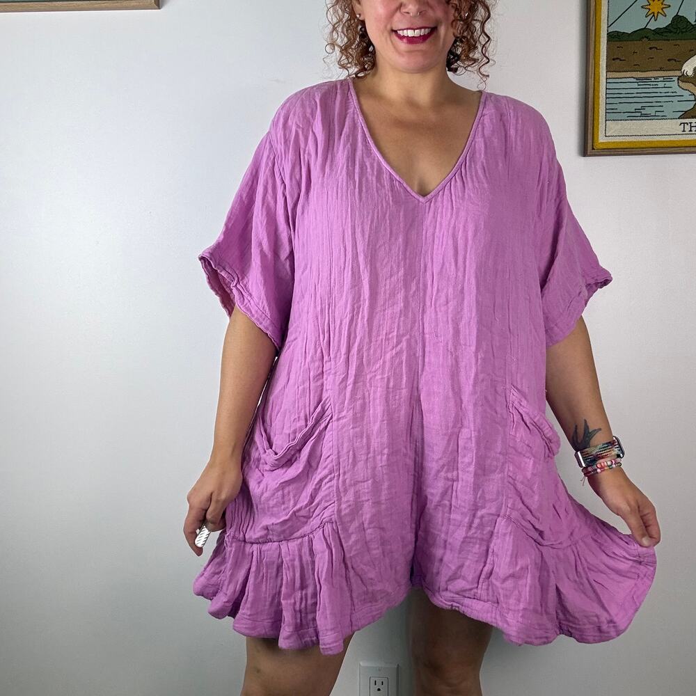Free People So Lively Romper orchid purple size XL